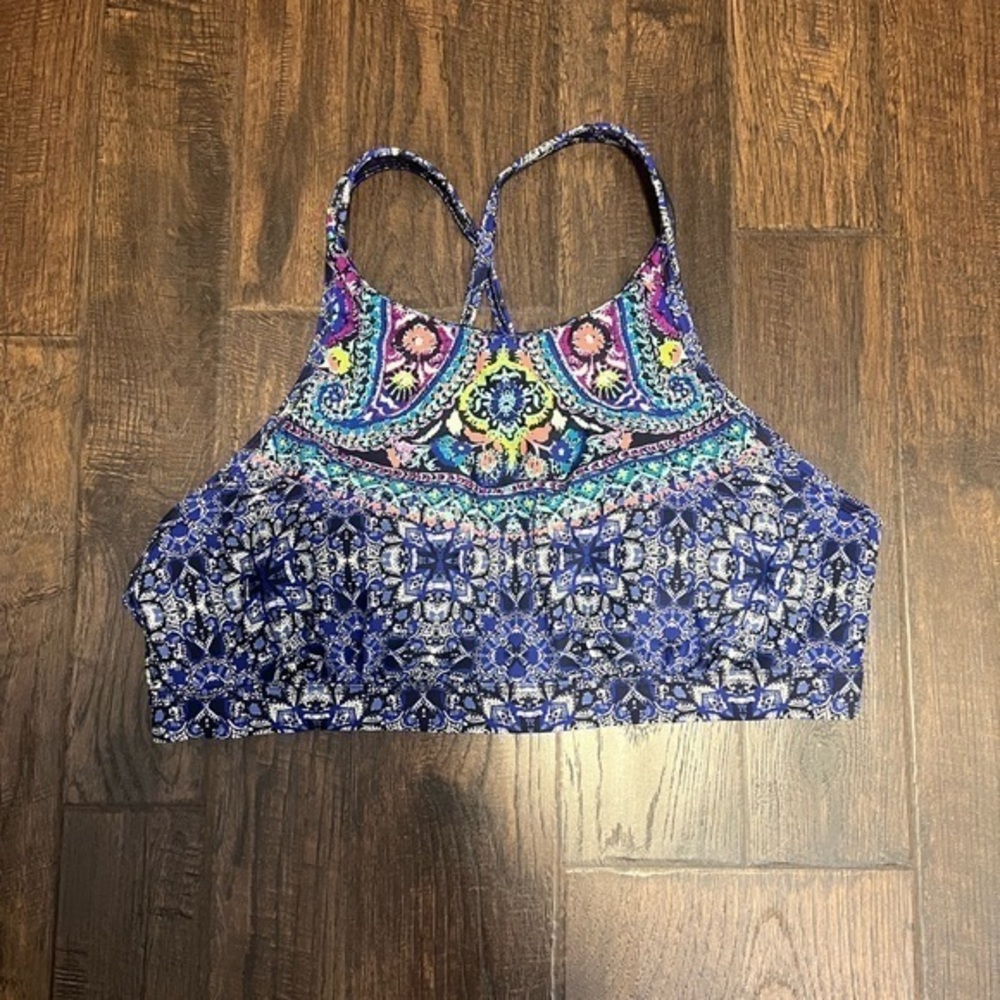 Athleta Baja High Neck Bikini Top Size 38 B/C Multicolored
